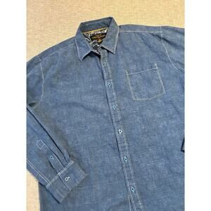 Pete Huntington Bali Handcrafted Men’s 2XL Long Sleeve Blue Button Up Chambray